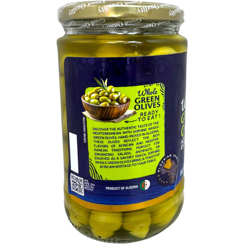 Sophine green olives - discover the best green olives variety available at ALBASHA Store, ideal for healthy lifestyles.