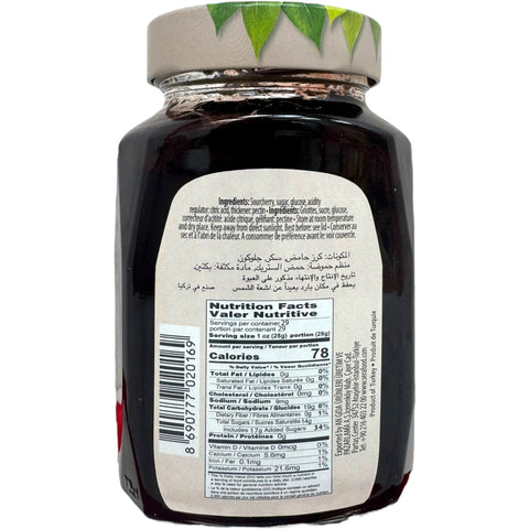 Close-up of Sera sour cherry jam 820g showcasing the thick and rich texture of natural sour cherry jam.