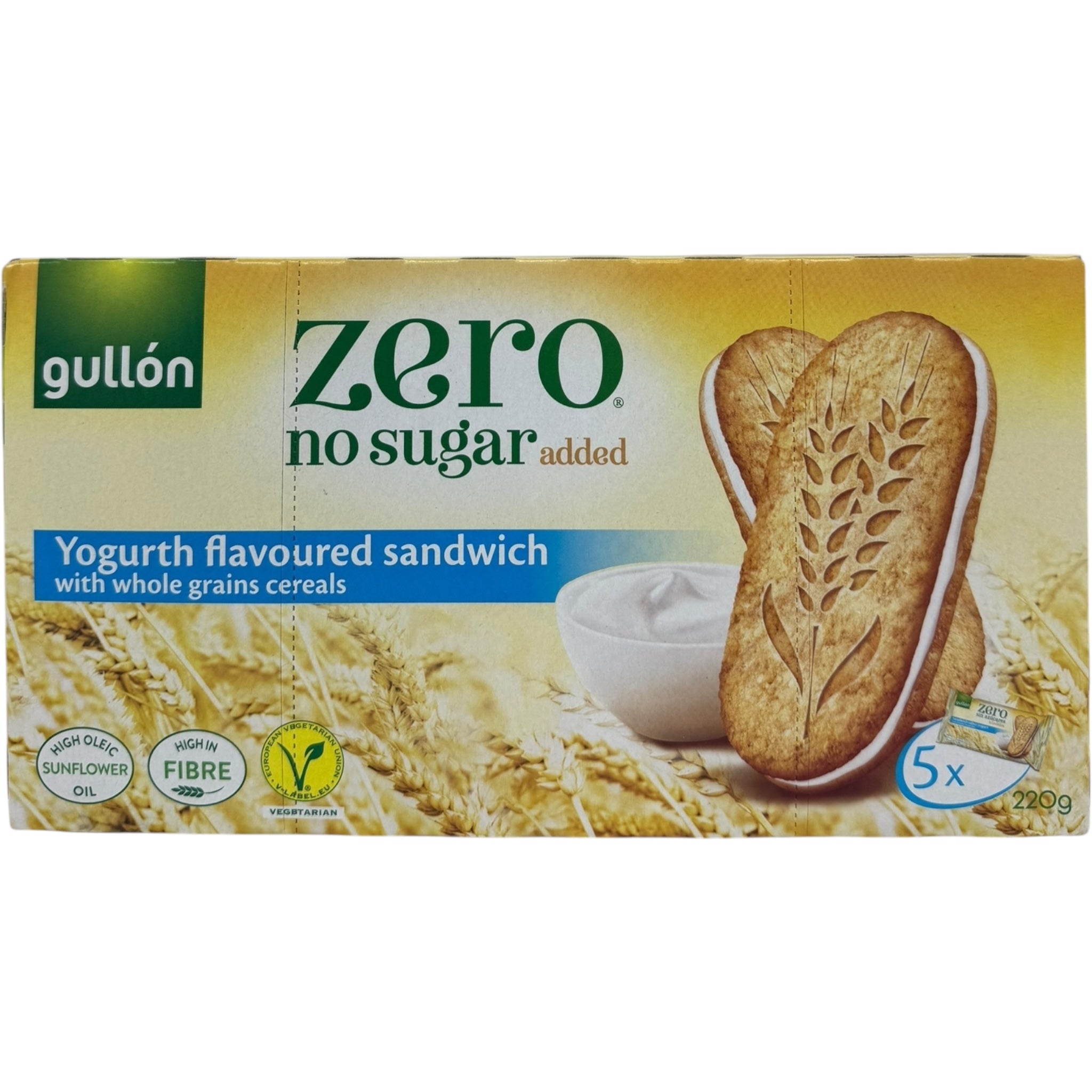 Gullon you got flour sandwiches with whole grain cereals, no added sugar snacks at ALBASHA Store.