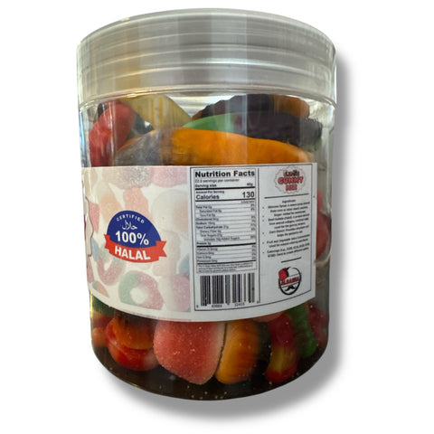 Albasha Exotic gummy mix displayed in a bowl, highlighting the delightful gummy candy assortment available.