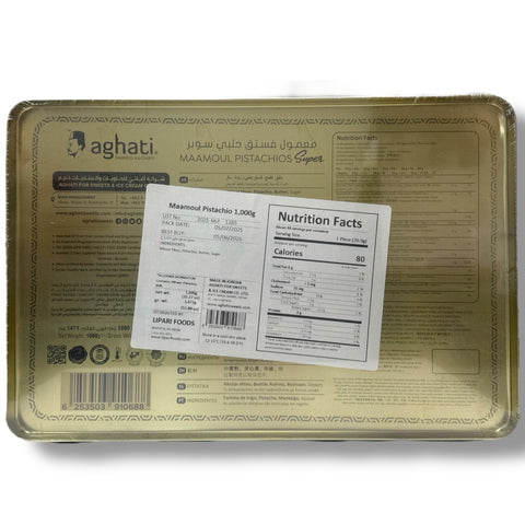 Close-up of Aghati maamoul pistachios super 1KG showcasing delicious pistachio maamoul cookies.