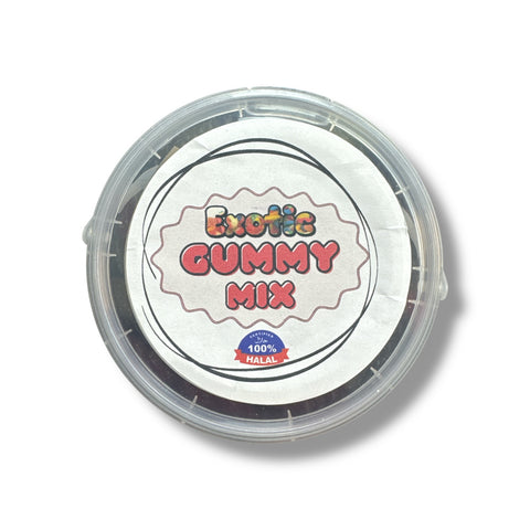 Packaging of Albasha Halal Exotic gummy mix showcasing the halal gummy candy assortment for sweets lovers.