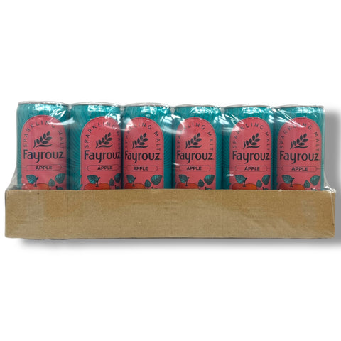 Fayrouz Apple drink 24 pack wholesale price displayed in ALBASHA Store with refreshing packaging.