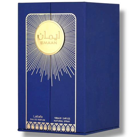 Lifestyle image of Latafa Emaan fragrance being used, emphasizing its enchanting aroma and elegance.