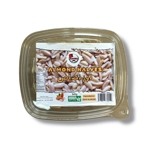 Albasha almond Halves - premium quality raw almond halves for healthy snacking and cooking.