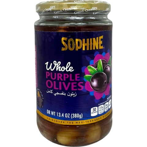 Sophine purple olives packaged from ALBASHA Store - premium purple olives for gourmet cooking.