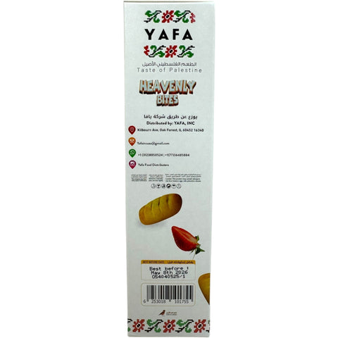 Close-up of Yafa biscuit filled with strawberry, highlighting the enticing strawberry filled biscuits available at ALBASHA Store.