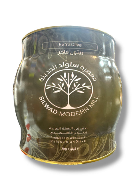 High-quality Ramallah olive 2kg bottle with a green label, representing pure olive oil 2kg.