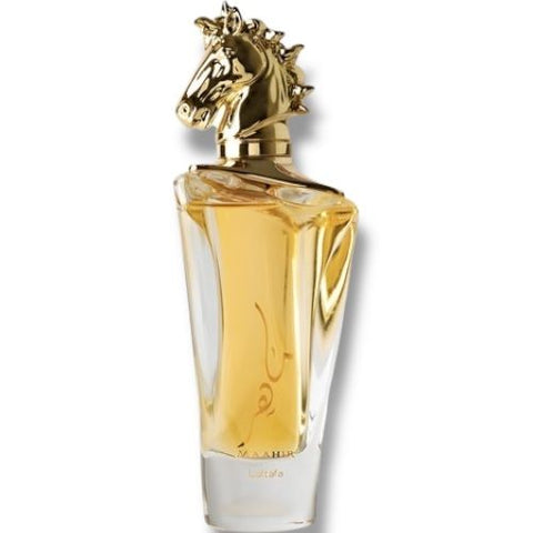 Lattafa Maahir bottle showcasing the essence of luxury Middle Eastern perfume.