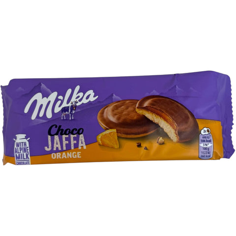 Milka chocolate jaffa orange - delicious milk chocolate orange treat featuring a rich orange flavor filling.