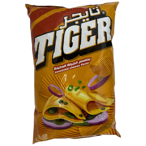 Tiger chips cheese 90g, a pack of cheese-flavored chips from ALBASHA Store, perfect for snacking.