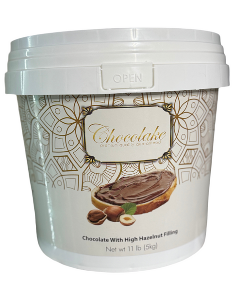 Chocolake - chocolate with high hazelnut filling 5Kg - 11LB product packaging featuring a decorative design, from ALBASHA Store.