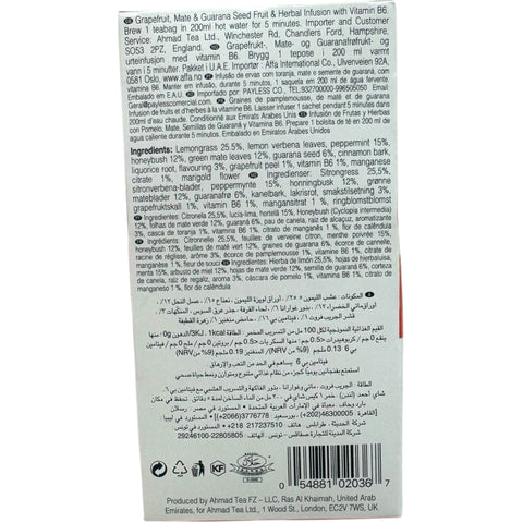 Display of Ahmad tea energy herbal tea variety showcasing its enticing aroma and flavor profile.