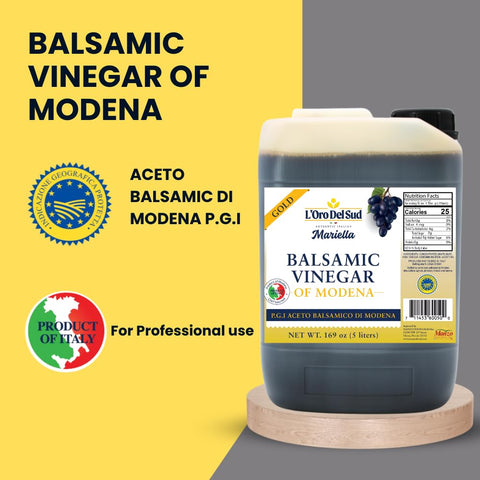 L'Oro Del Sud, "Gold Label" 8 year Aged Balsamic Vinegar of Modena, IGP Certified, 5 liters (169 fl oz)