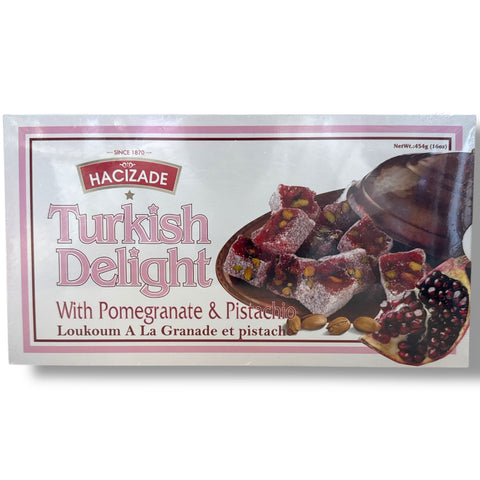 Turkish delight with pomegranate and pistachio, showcasing its colorful appearance and unique texture, perfect for gourmet dessert enthusiasts.