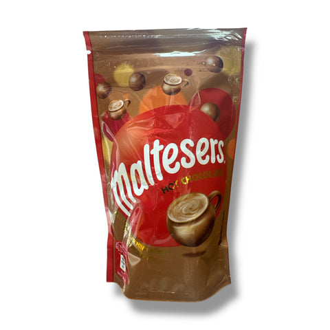 Maltesers hot chocolate mix in a creamy beverage, showcasing the delicious chocolate flavor from Maltesers.