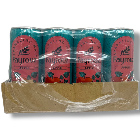 Fayrouz Apple drink 24 pack wholesale price, perfect for parties or gatherings, available at ALBASHA Store.