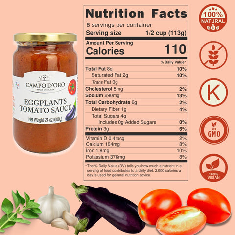 Campo D'Oro, Tomato with Eggplants Sauce 24 oz