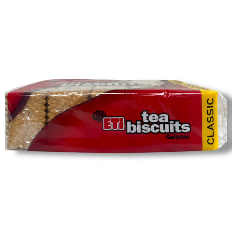 Close-up of ETI TEA BISCUITS 1000g, showcasing the golden brown biscuits perfectly arranged, ideal for tea time.