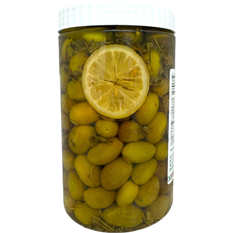 Close-up of Yafa olives, stuffed thyme showcasing rich colors and texture.