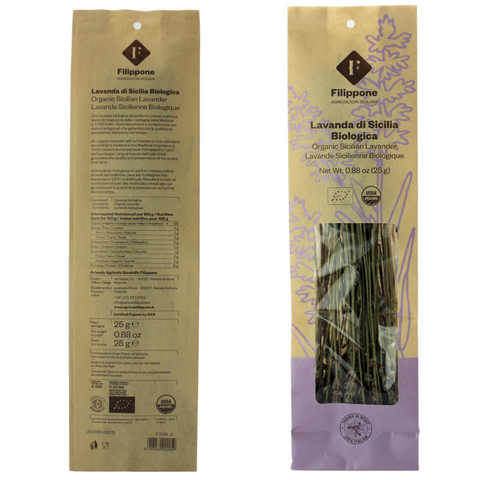 Filippone, Organic Dried Lavender Bunch, Italian Dried Lavender Branches, 0.88oz (25g)