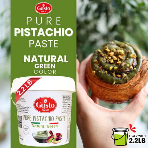 Gusto Etna Pure Pistachio Paste 3kg (6.6 lb) Tub – 100% Pistachios, Unsweetened Italian Pistachio Butter, Professional Use