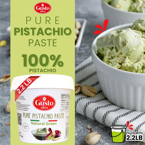 Gusto Etna Pure Pistachio Paste 3kg (6.6 lb) Tub – 100% Pistachios, Unsweetened Italian Pistachio Butter, Professional Use