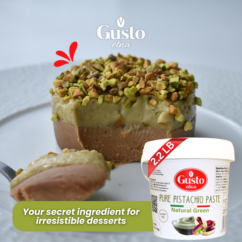 Gusto Etna Pure Pistachio Paste 3kg (6.6 lb) Tub – 100% Pistachios, Unsweetened Italian Pistachio Butter, Professional Use