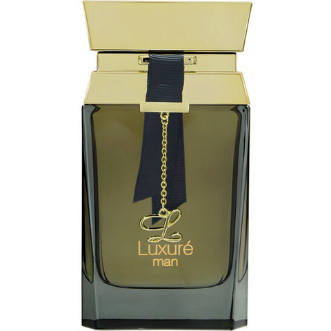 Lattafa Men's Rave Luxure placed on a stylish surface, highlighting its appeal as a men's luxury fragrance.
