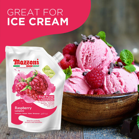 Mazzoni, Raspberry Puree, 100% Pure Raspberries, Just Fruit, No Sugar Added, 2.2 lb