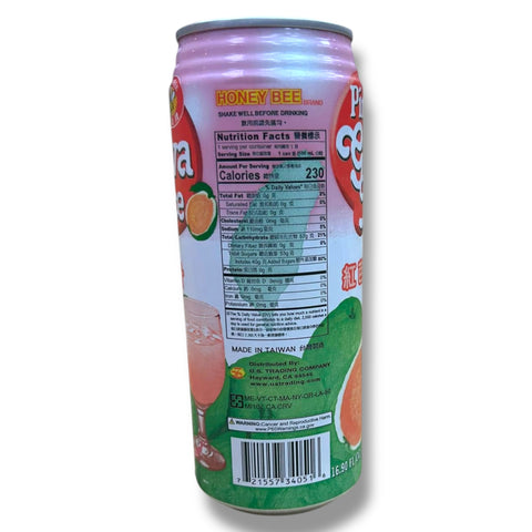 Honey Bee PINK GUAVA Drink With pulp in a chilled glass, highlighting the delicious guava juice with pulp, perfect for a refreshing sip.