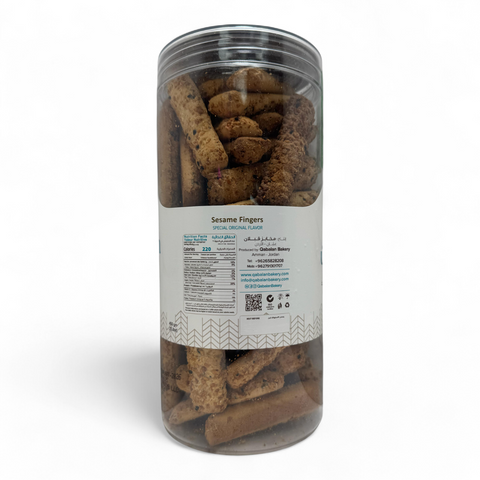 Delicious Qabalan Fingers Sticks Baraka Seed 450 G displayed on a wooden table, perfect for healthy eating.