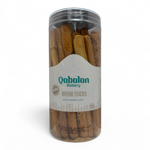 Display of Qabalan Breadstick Baraka Seed 350 G served as a delicious snack option.