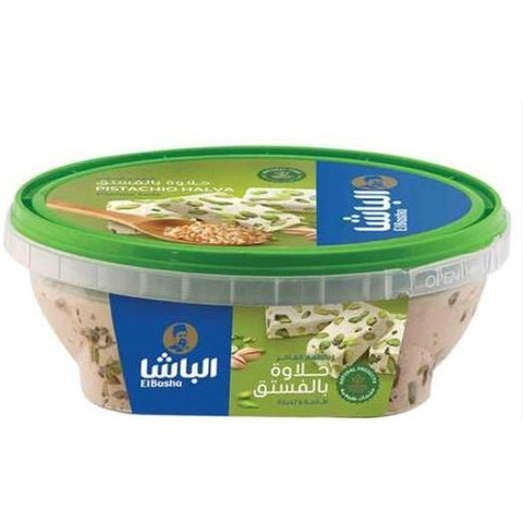AlBasha Original Pistachio Halva 350g tub with rich nutty flavor and sweet crunch.