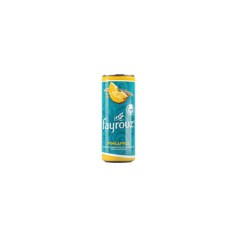 Fayrouz Pineapple Malt 250ml can, non-alcoholic barley beverage with pineapple flavor