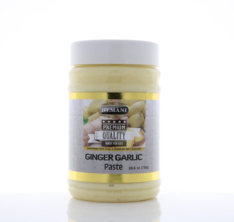 Hemani Ginger Garlic Paste jar 26.5 oz with creamy ginger and garlic puree label