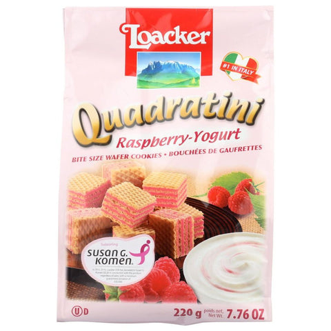 Loacker Quadratini Raspberry Yogurt Wafer Cookies 7.76 Oz Bag Default Title