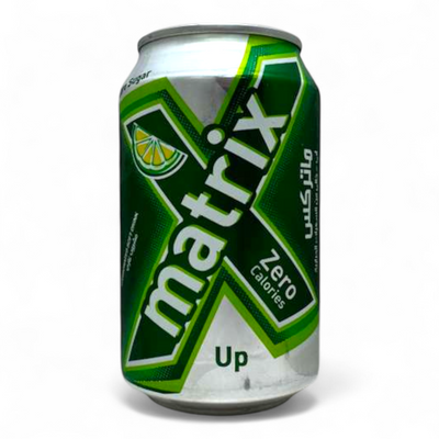 Matrix Up Zero Calories Carbonated Drink 330ml in a sleek can showcasing zero calorie refreshment options.