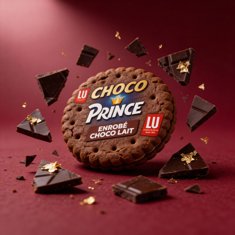 An illustration of Choco Prince Enrobé Chocolat - 40 Pieces highlighting its Halal certification and delicious taste.