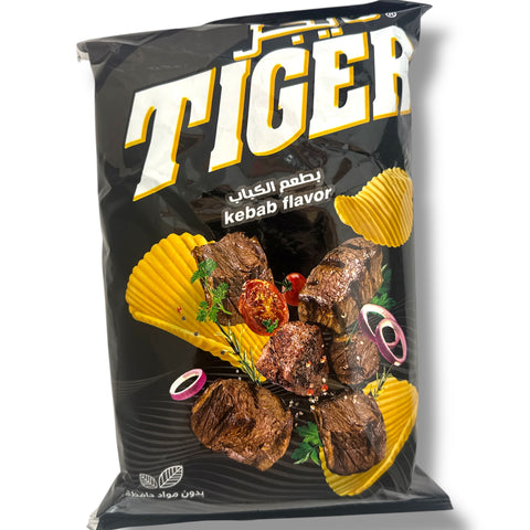 Tiger chips kabob 90g package showcasing a delicious snack option from ALBASHA store, featuring tiger chips kabob.