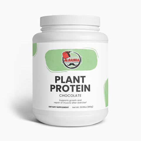 Gluten-free certification logo for plant based protein powder by ALBASHA Store, highlighting dietary suitability.