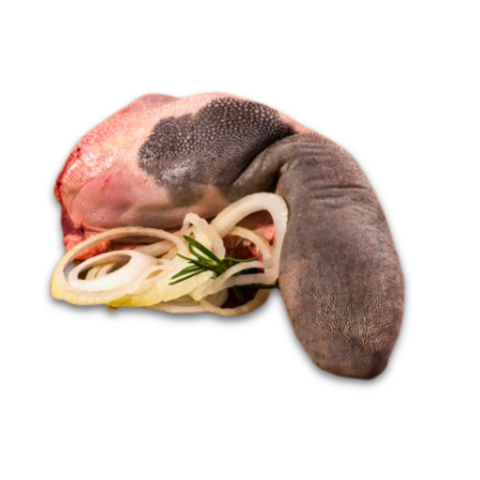 Premium Halal Beef Tongue showcasing its rich texture, a delicacy that highlights the exquisite flavor and quality sourcing.
