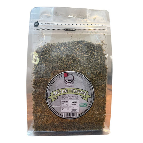 Albasha premium quality Zatar (Thyme) 400g, ideal for an authentic zatar recipe, showcasing the vibrant spices that enhance Middle Eastern dishes.