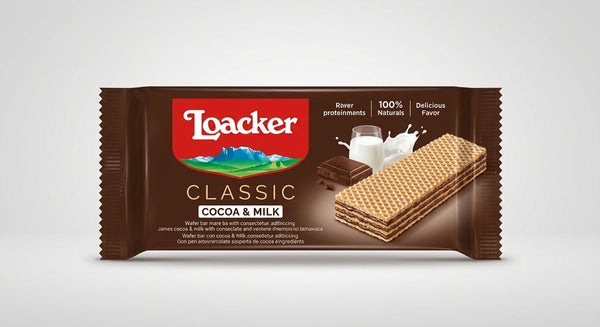 Loacker Classic Cocoa & Milk Wafer Bar 1.59 oz - Italian Cream Wafers