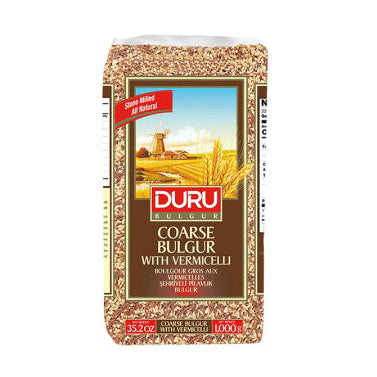 Duru Coarse Bulgur With Vermicelli 1 Kg package showcasing premium quality bulgur and vermicelli mix, ideal for traditional Turkish dishes and healthy meals.