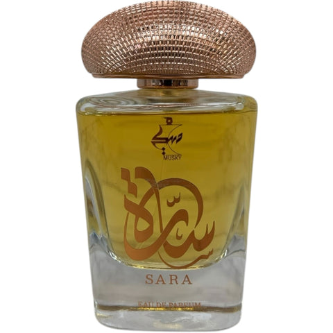 Elegant bottle of PERFUME MUSKY SARAH, ideal fragrance for special occasions.