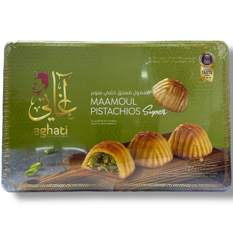 Aghati maamoul pistachios super 1KG pack of pistachio maamoul cookies from ALBASHA Store.