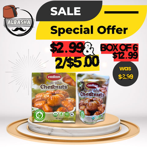 Healthy and tasty Castan Roasted Chestnuts Snack, 6 Pack 100g, ideal for enjoying as a wholesome roasted chestnuts snack.