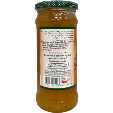 Durra orange jam 430g spread on toast, emphasizing its delicious taste and fruity aroma.