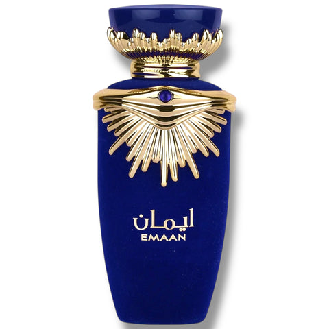 Close-up of Latafa Emaan fragrance highlighting the intricate details and captivating scent.